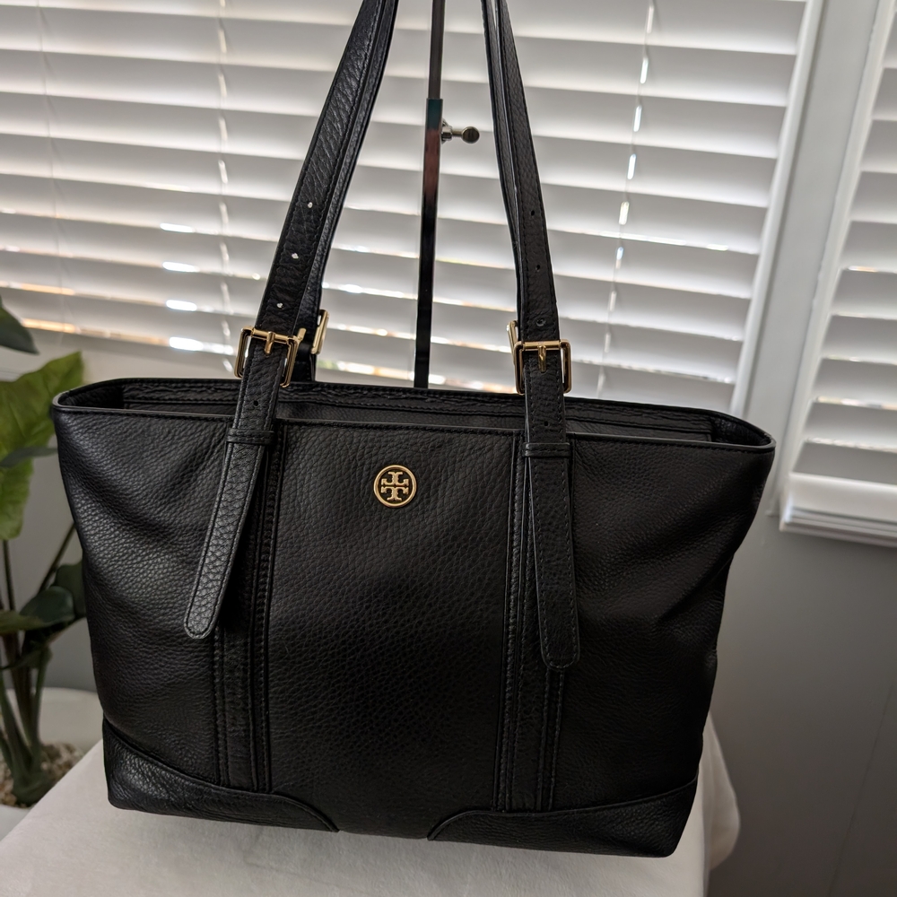Tory Burch Black Leather Tote Bag